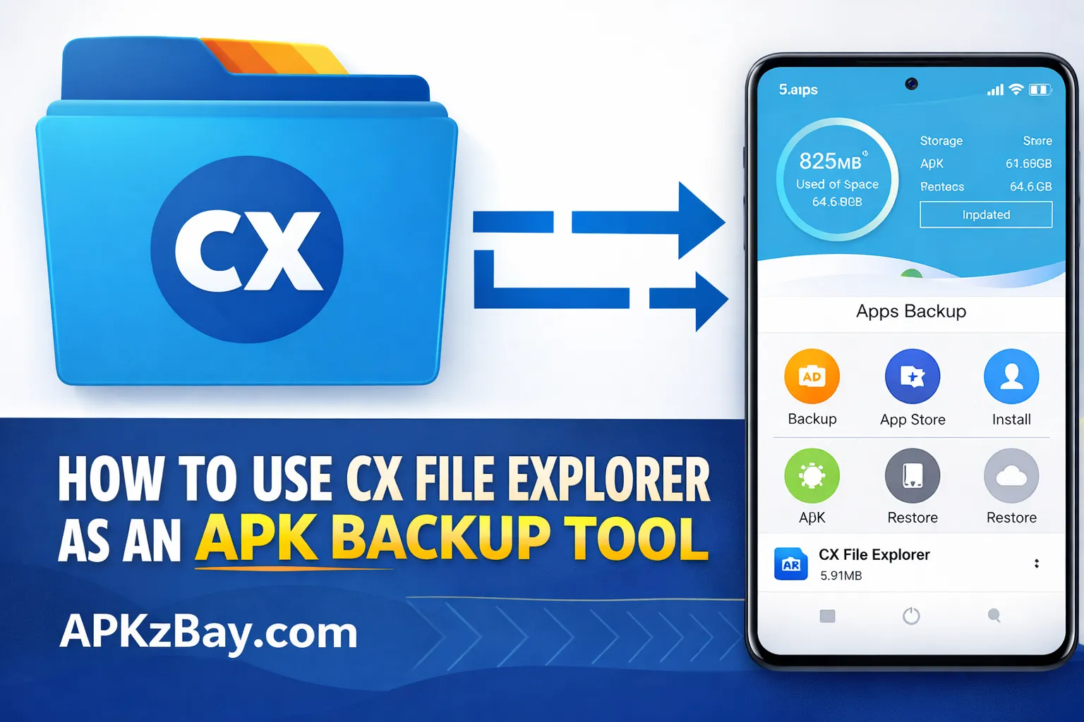 How to use CX File Explorer as APK backup tool no ads APKzBay