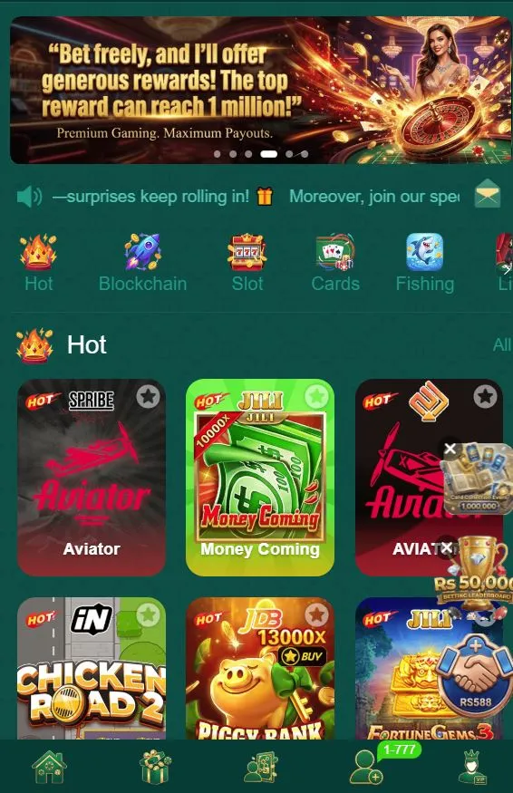 What Is EQ668 app home screen showing bonus banner, game categories, and hot casino-style game options